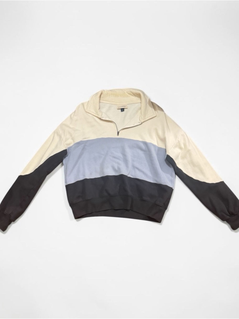 Universal Thread Colorblock Quarter-Zip Sweater - Cream, Light Blue & Black